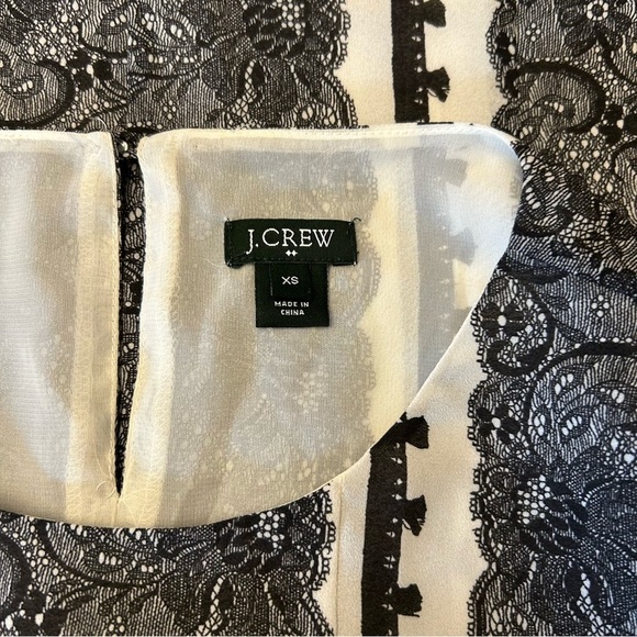 J. CREW Black & Cream Silky “Lace” Print Top - Picture 8 of 8